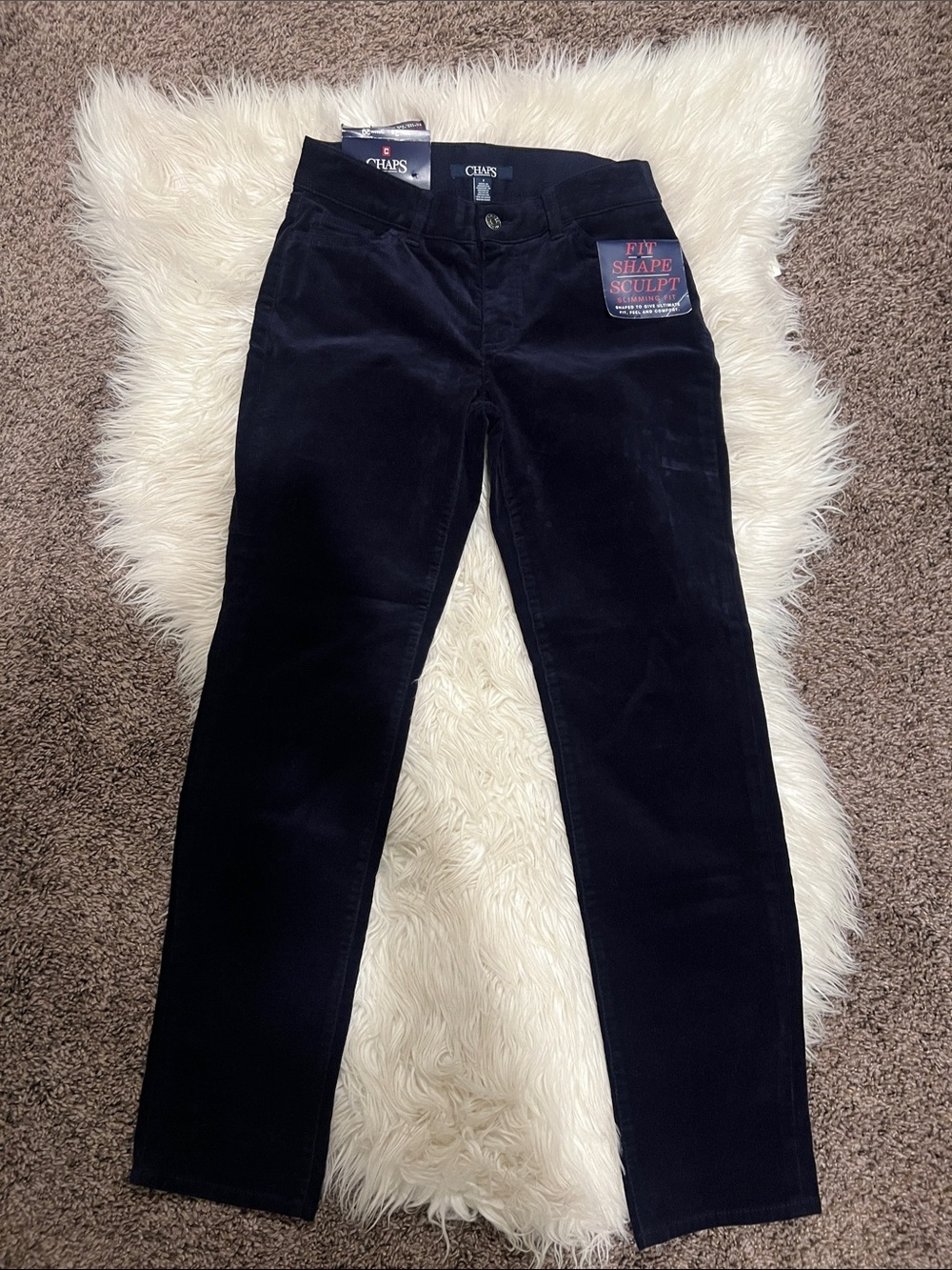 Chaps Black Slim Velvet-Look Pants